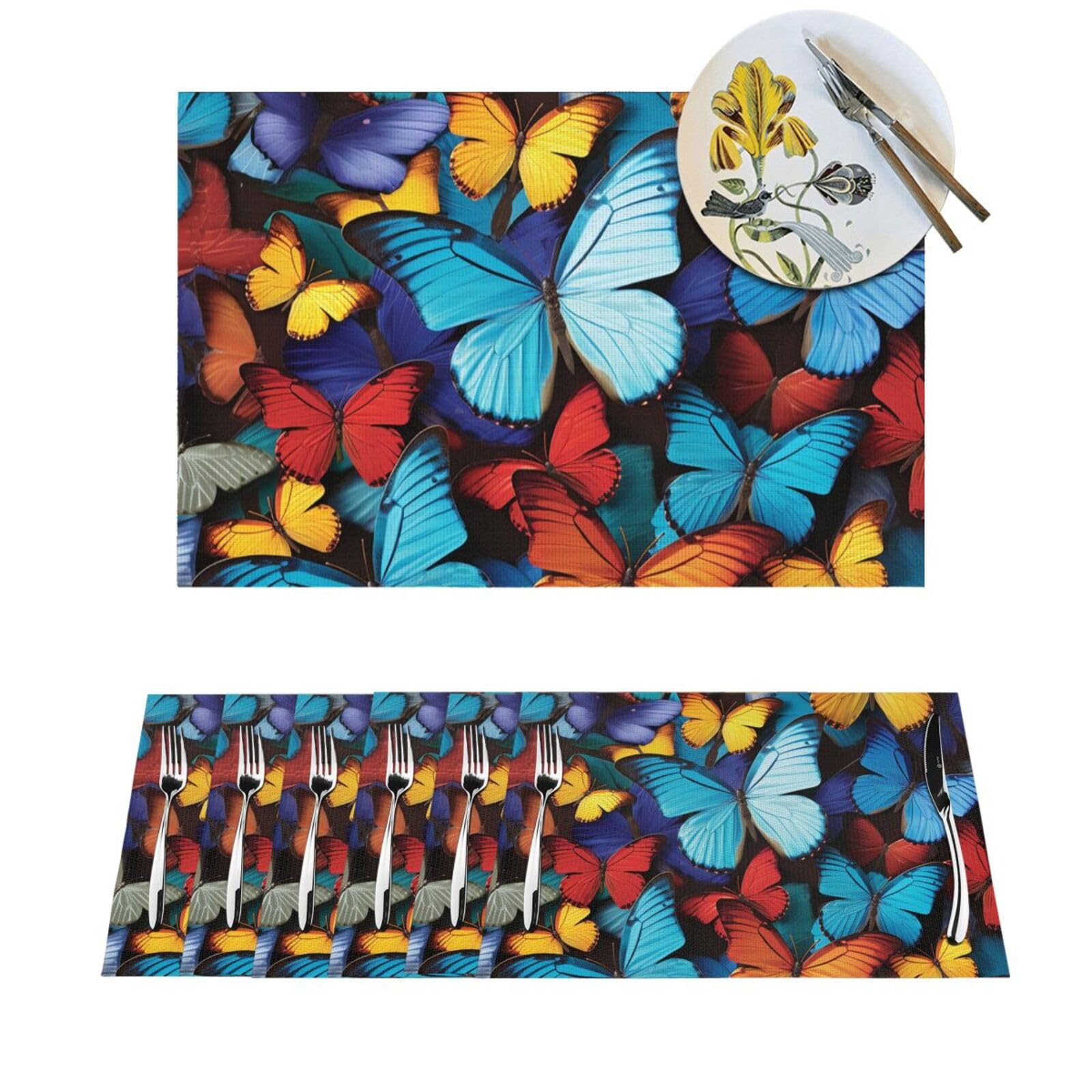 Sets de table papillons x6 en PVC lavable et antidérapant pour salle à manger