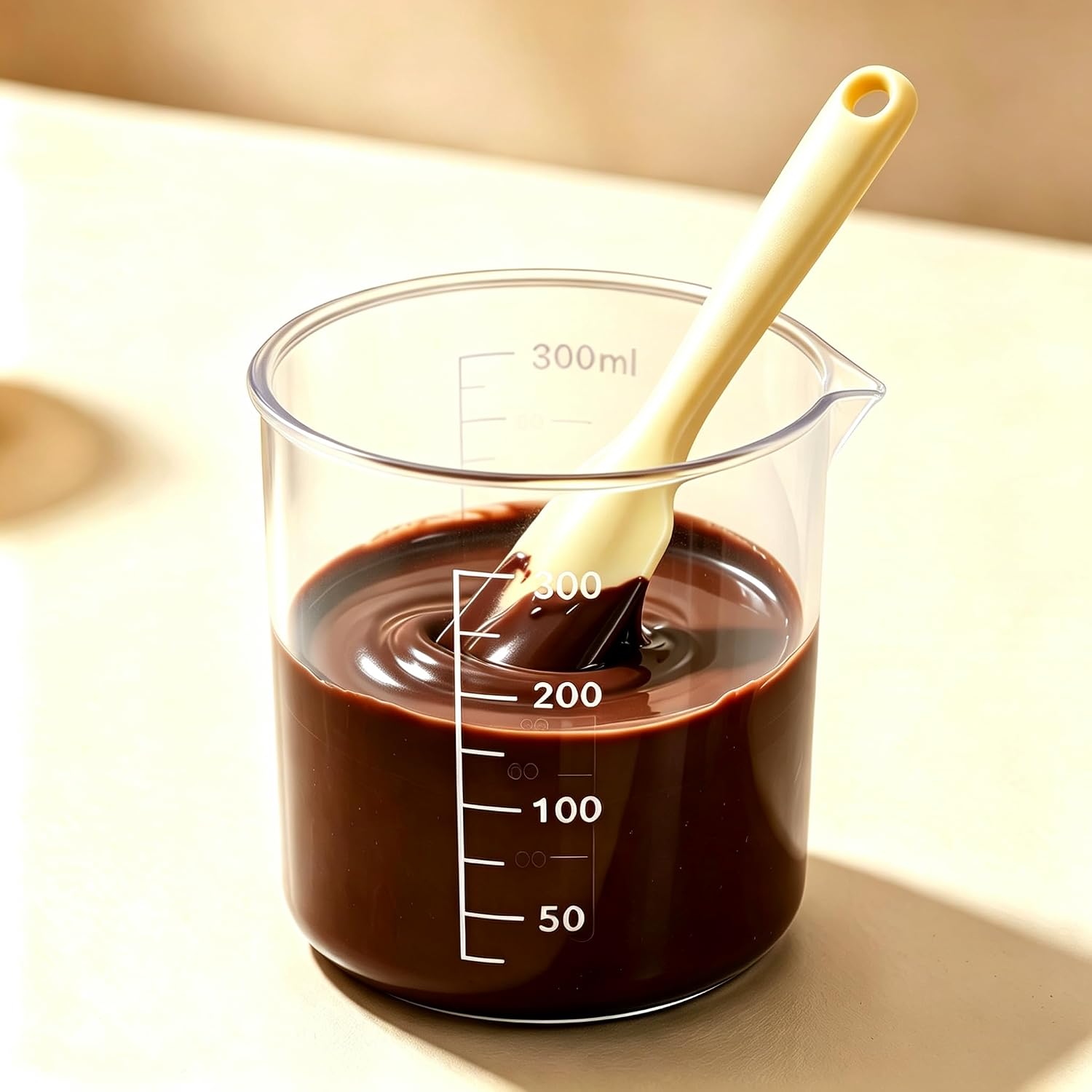 4PCS Silicone Cups for Melting Chocolate 250ml with 4PCS Jar Spatulas Set