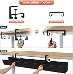 Univivi 48" Extra Large Cable Management Under Desk,Pas de perceur de serrage / vis de bureau de câble de bureau,Premium Fabric Cable Gestion Plateau Corde Caché Organisateur pour Bureau,Accueil