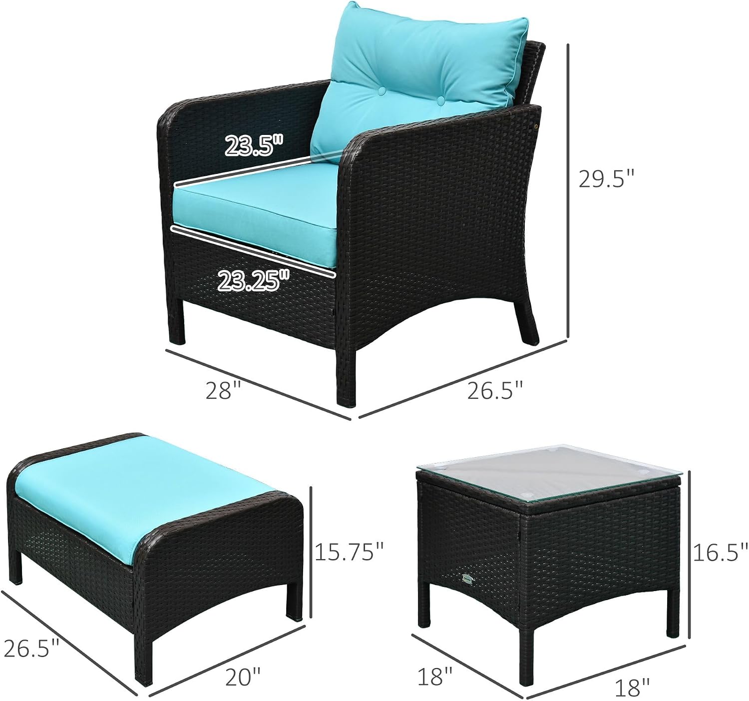 Five-Piece Patio Sofa Set with Coffee Table