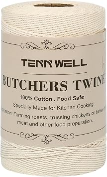 Tenn Well Butchers String ، 656 قدمًا من القطن القوي المطبخ خيوط الطعام فرن آمن للطبخ لربط اللحوم ، وتحميص الدجاج وصنع النقانق البيج