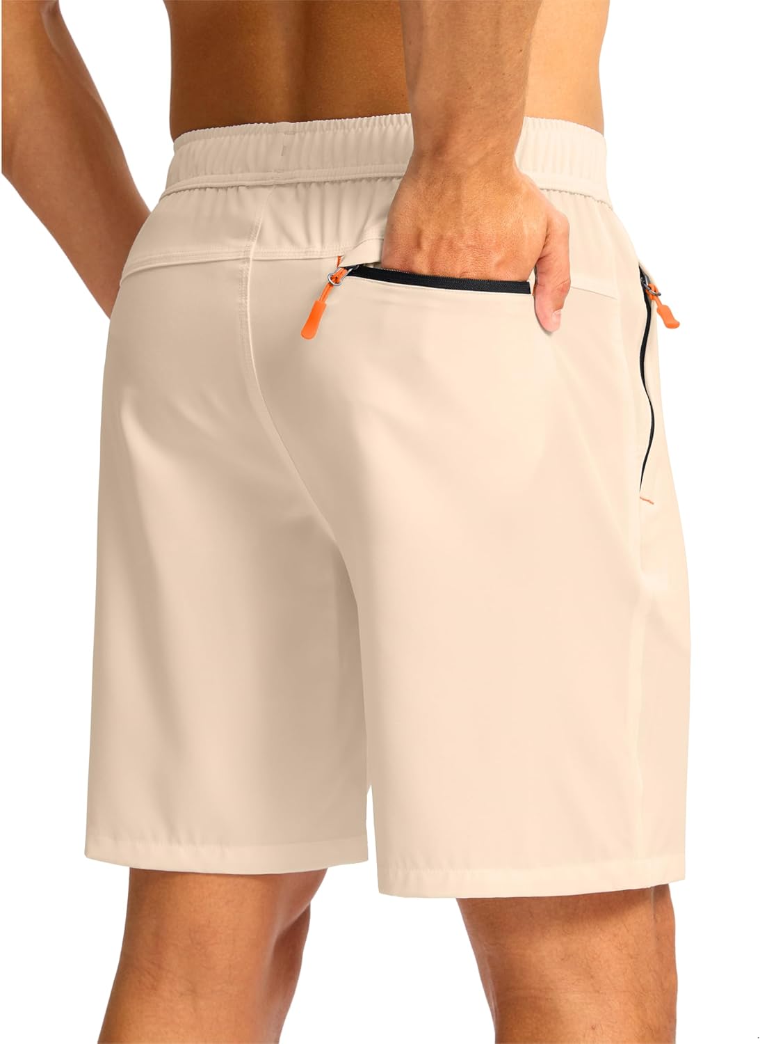 Pudolla Men's Athletic Hiking Shorts Lightweight Workout Gym Shorts for Men Outdoor Casual Travel with 3 Zipper Pockets