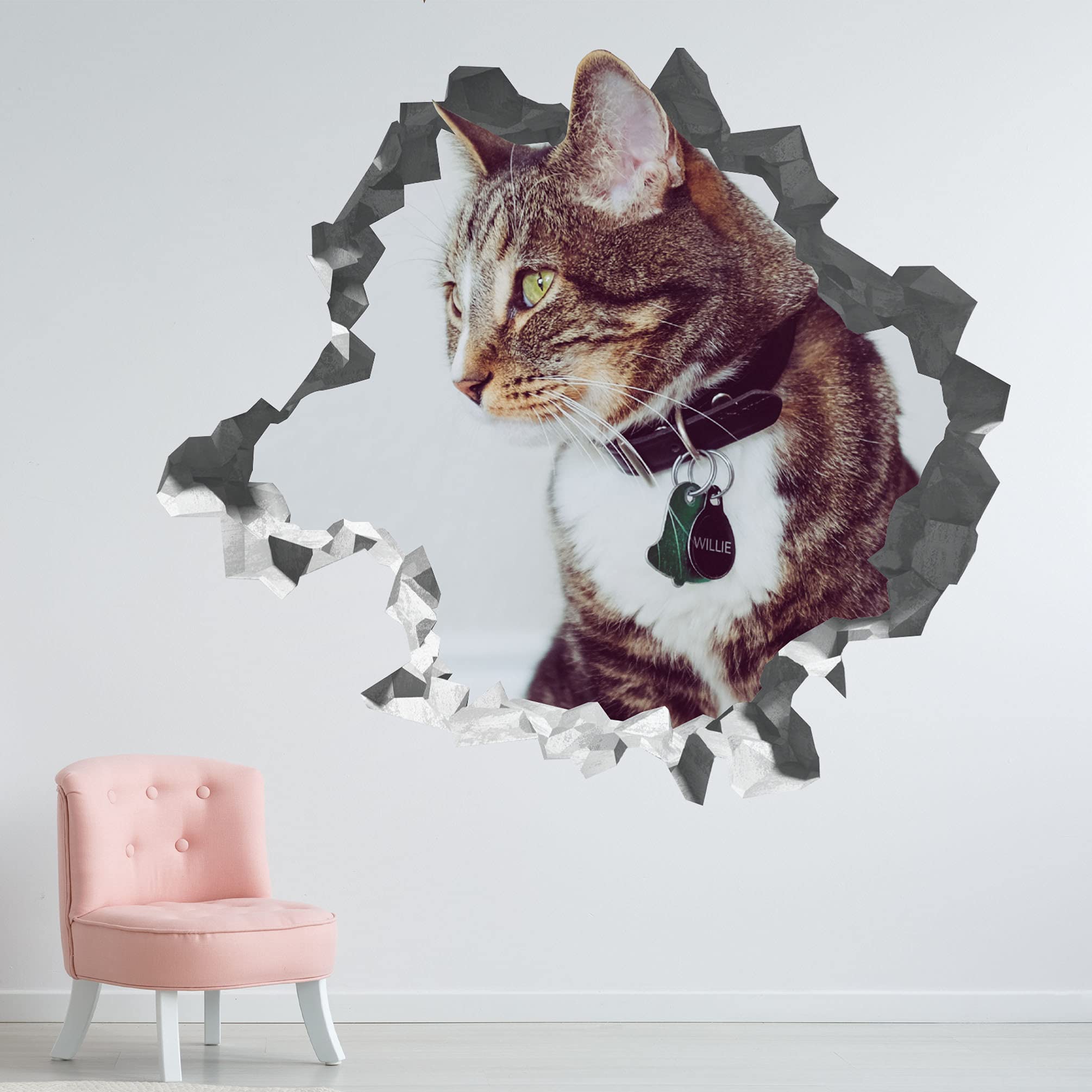 Pegatina Gatito Lindo - Calcomania Animales - Decoración de Cuartos de Bebé - Sticker de Gatitos - Decoración Infantil - JS399 (Gigante: 127 cm x 117 cm)