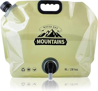 Camping Water Jug 2.1 Gallon Collapsible Water Container Portable Water Bag for Travel Outdoor Hiking BPA Free Lightweight (Beige (2.1Gal), 1)