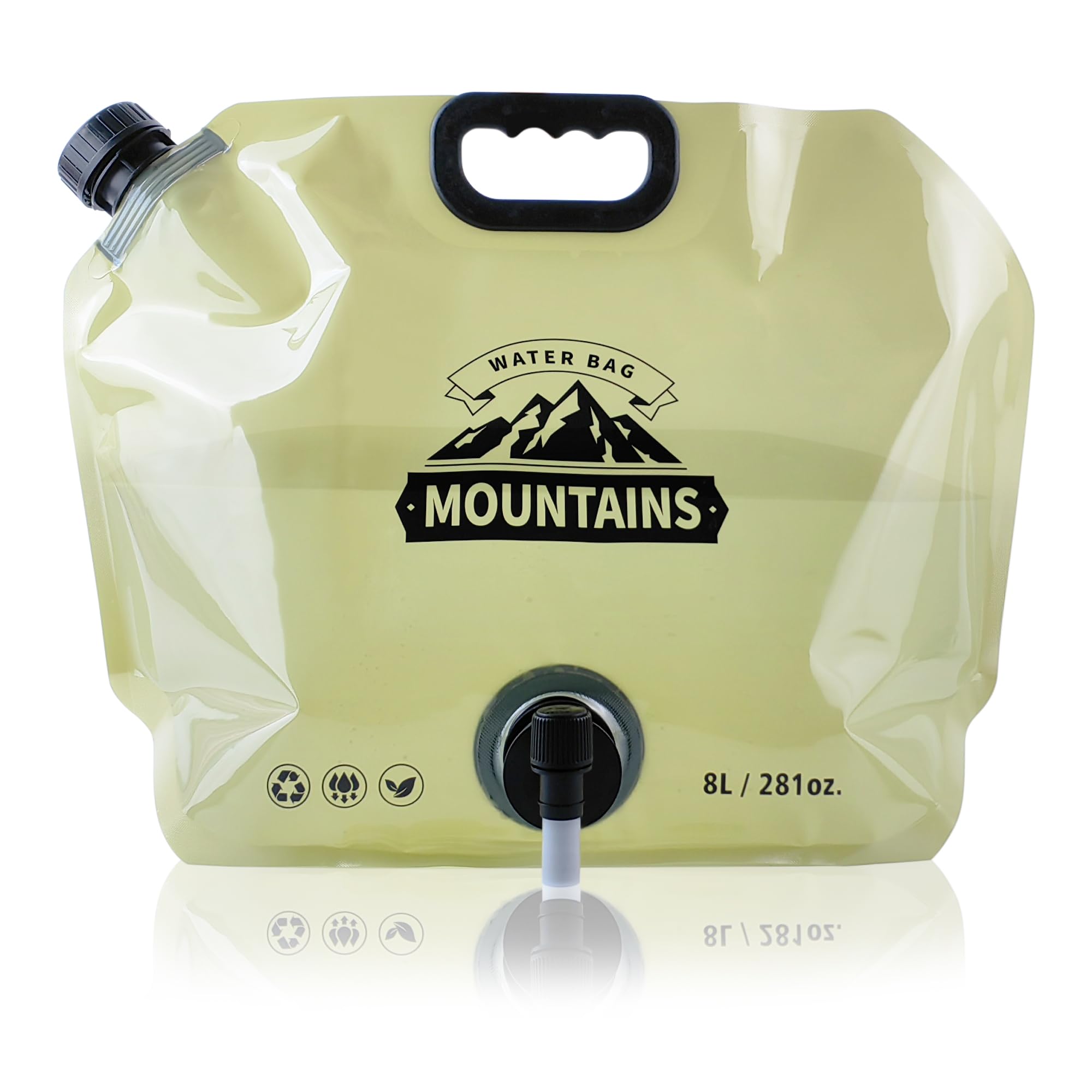 Water Jug Camping 2.1 Gallon Collapsible with Spigot, BPA Free Portable Water Pouch Foldable Water Bags for Outdoor Hiking, Travel and Emergency &amp; Water Storage Containers (Beige-1Pcs)