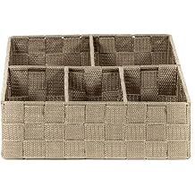 Compactor Stan Drawer Organiser, 5 Compartments, Braided Fabric/Metal, Taupe, 32 x 25 x 8cm, RAN6876