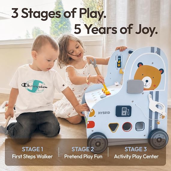 Giant bean 11-in-1 Car Wooden Kids Walker with Activity Center