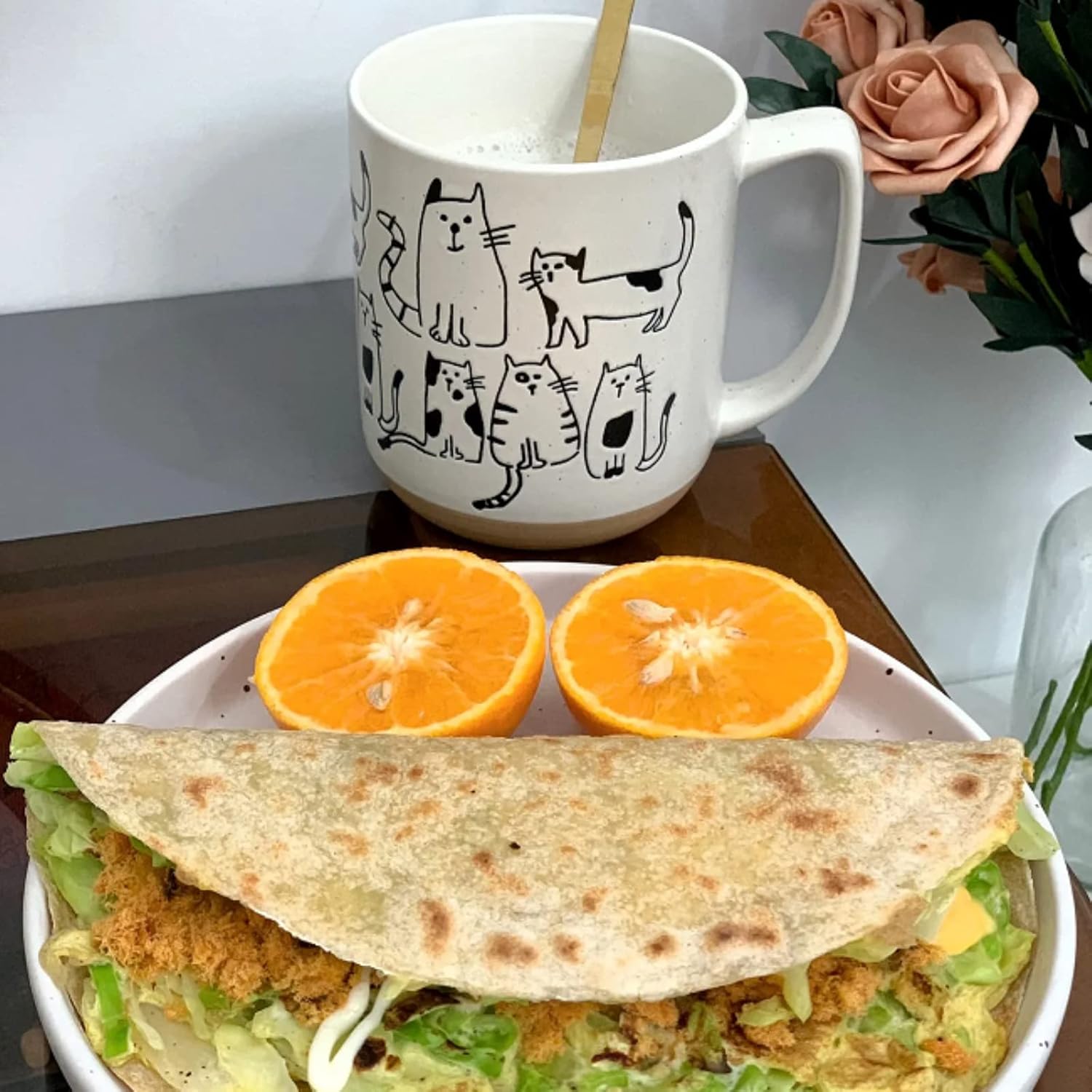 White-Grey Cartoon Cats Ceramic Mug with Handle Coffee Mug 550ml/18.6oz. Cute Funny Novelty Vintage Gift Hand Painted - Image 3