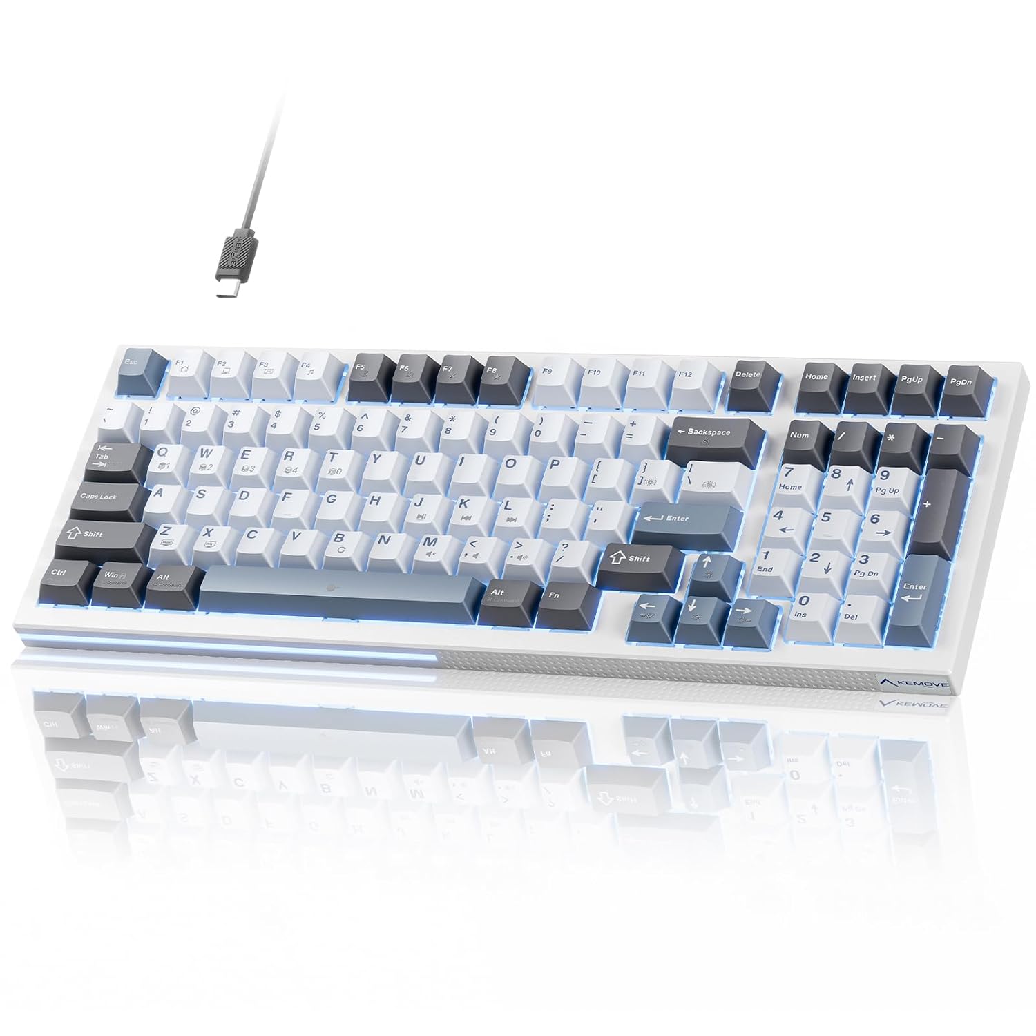 KEMOVE K98SE Mechanical Gaming Keyboard 98 Keys LED Backlit Programmable 96 Wired Computer Keyboard with Double Sound Dampening