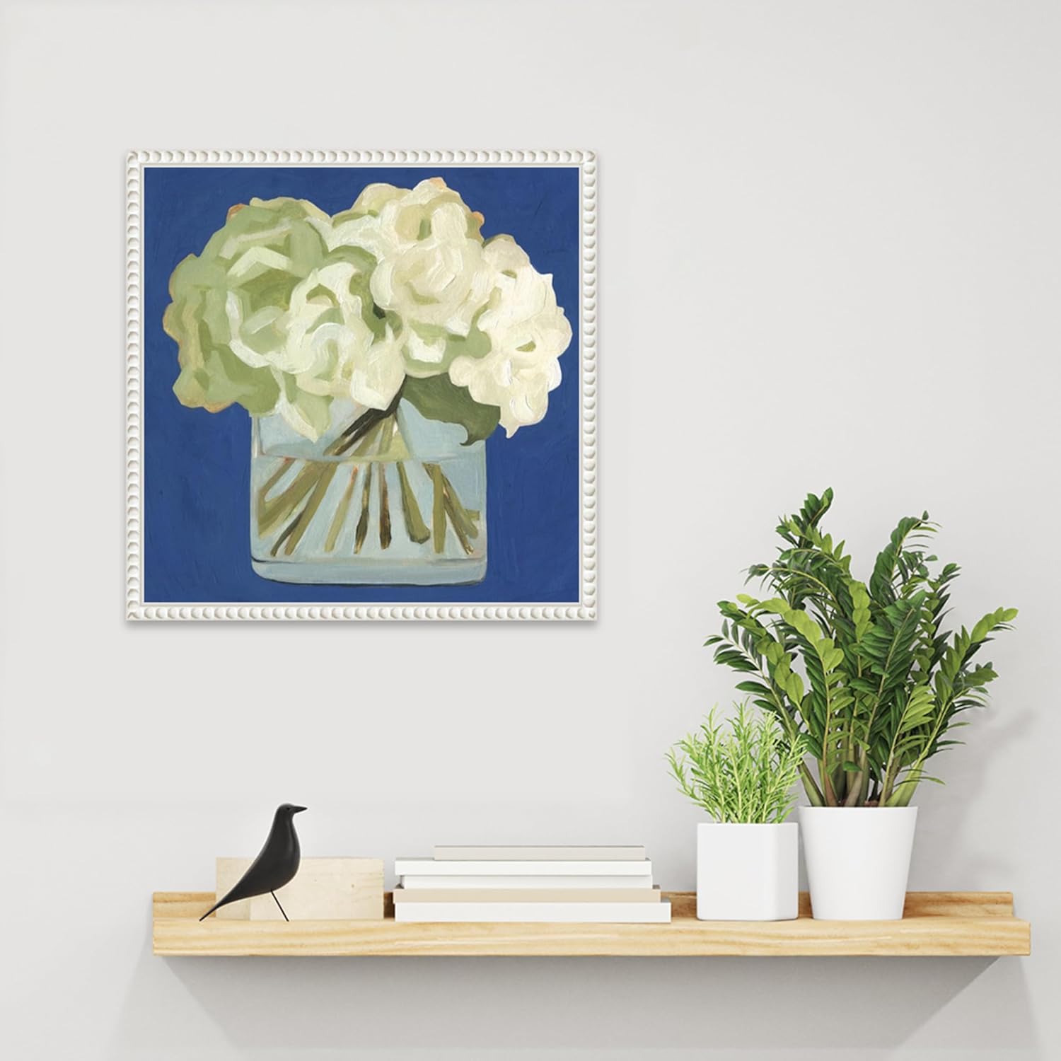 Amanti Art Framed Canvas Wall Art 16x16 White Hydrangeas II by Emma Scarvey, Framed Wall Art Canvas, Flowers Artwork, Traditional Decor, Small Poster Painting for Living Room, Bedroom, Bathroom,