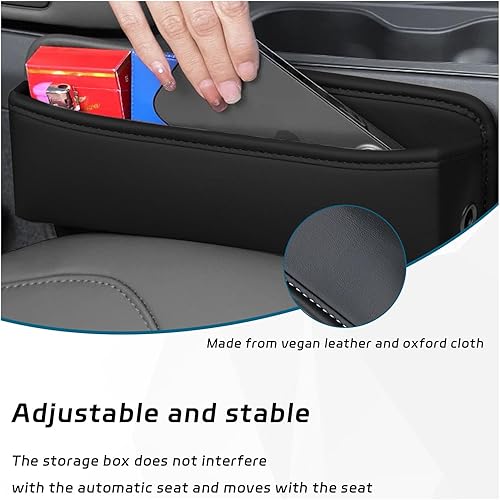 Miniatura 4 de Organizador de espacio para asiento de automóvil, relleno de cuero para asiento delantero con orificio de carga, caja de almacenamiento de espacio