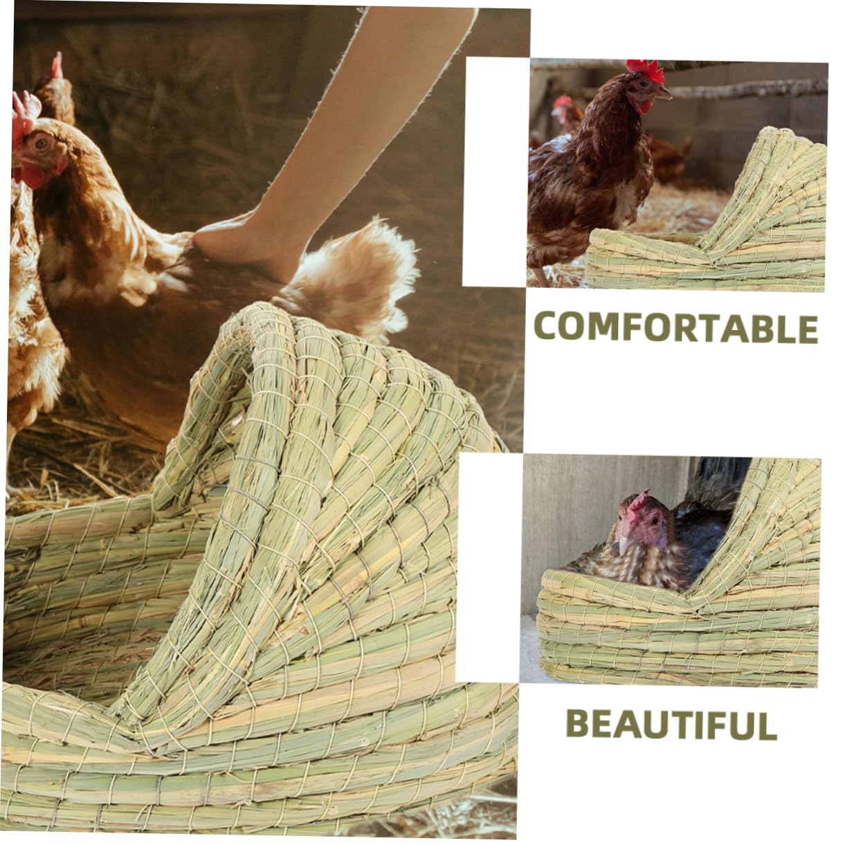 Nido per Galline a Forma di Pantofola in Paglia Intrecciata 2 Pezzi