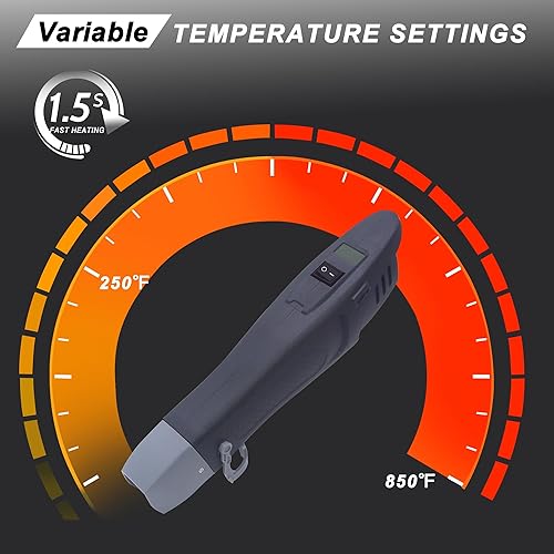 Miniatura 22 de mofa Mini pistola de calor de temperatura variable de 350 W, 250 ℉ ~ 850 ℉ (302.0 °F - 842.0 °F), calentamiento rápido, pantalla digital LCD