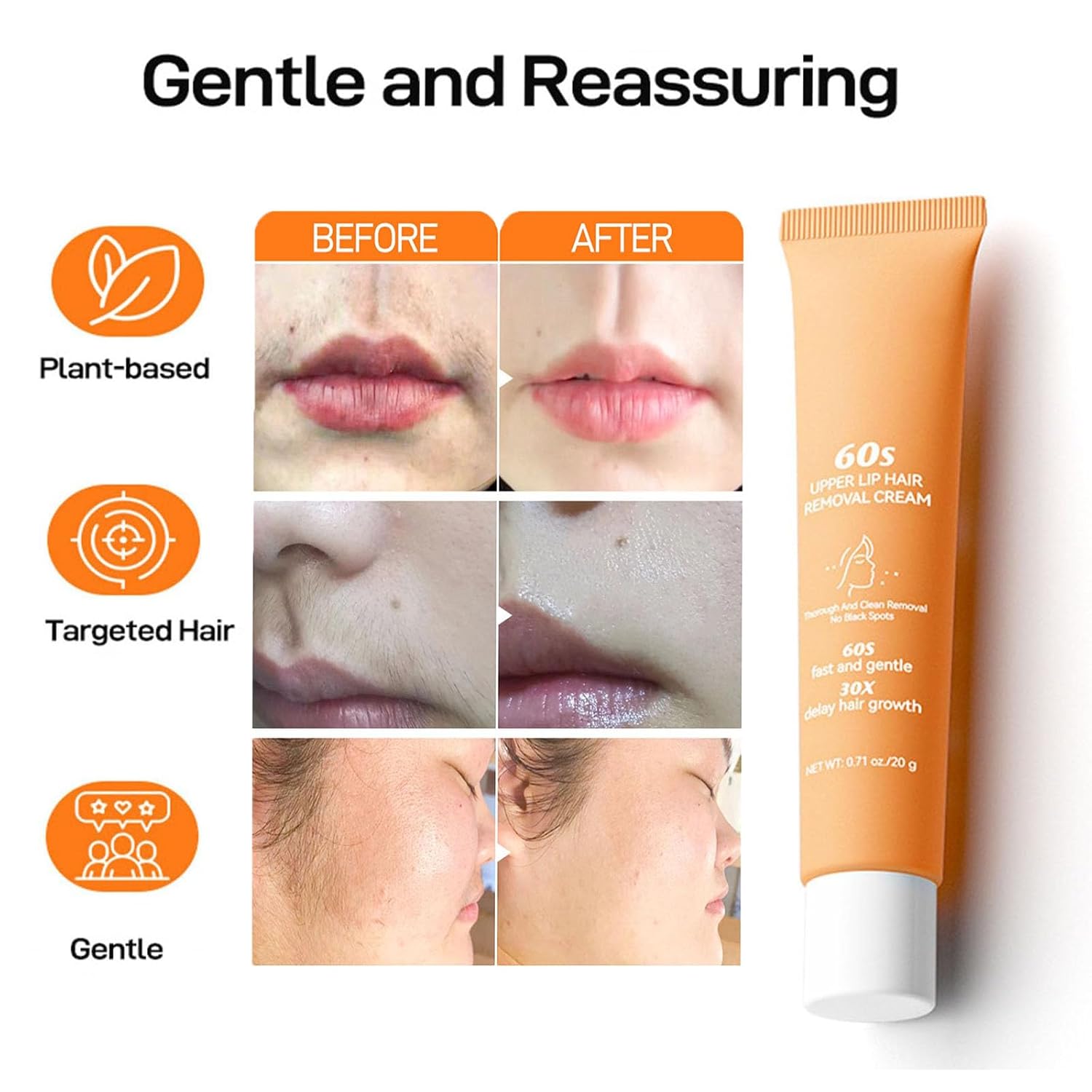 Joy Facial Hair Remover,Joy Cream Facial Hair Removal for Women, 60s Upper Lip Hair Removal Cream for Body Face Lips (2PCS)