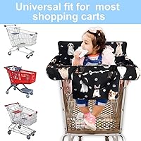 Vista 5 de Funda negra para carrito de compras para bebé, funda para silla alta 2 en 1, con arnés de seguridad, multifuncional, patrón de perro, fundas