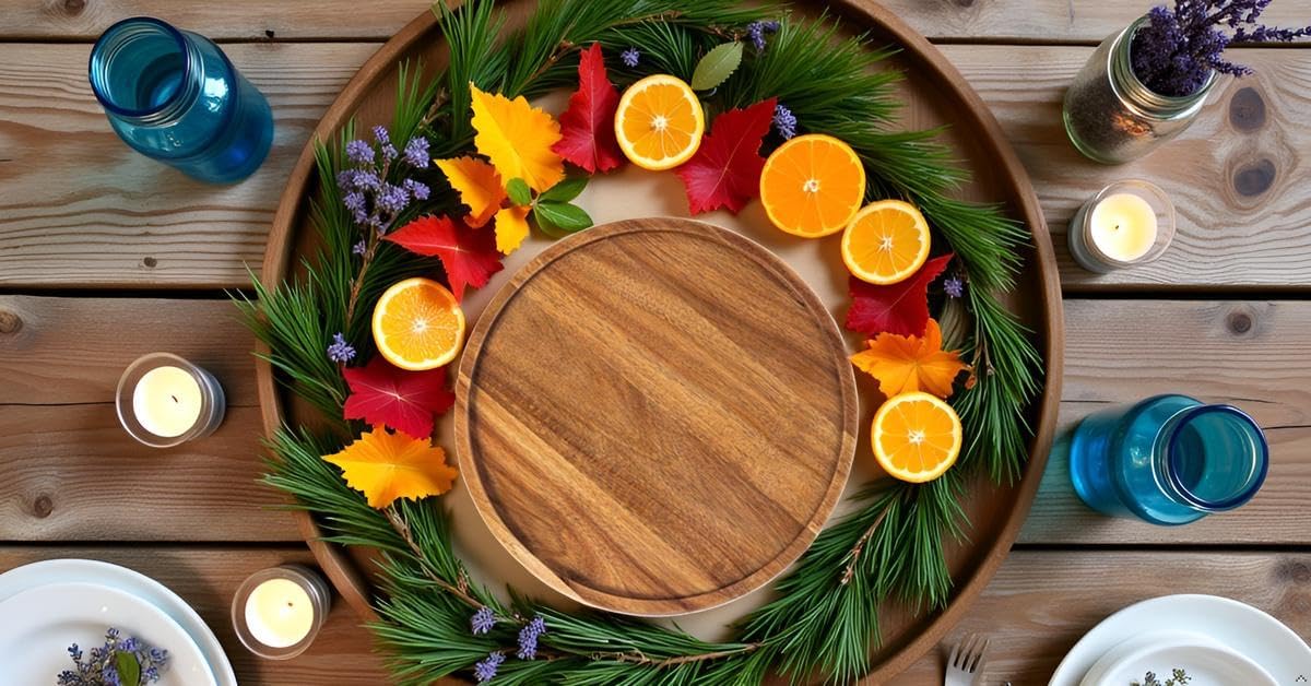 13.8 Inch Wooden Serving Tray,Round Wooden Decorative Serving Tray for Coffee Table and Home Decor, Round Wood Trays for Table Centerpiece,Small Candle Tray, Acacia, Appetizer Charcuterie Board