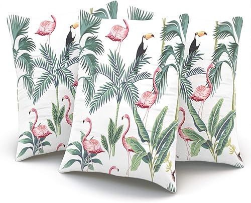 Miniatura 3 de Fundas de almohada para el hogar, diseño de flamenco tropical, 20 x 20 pulgadas