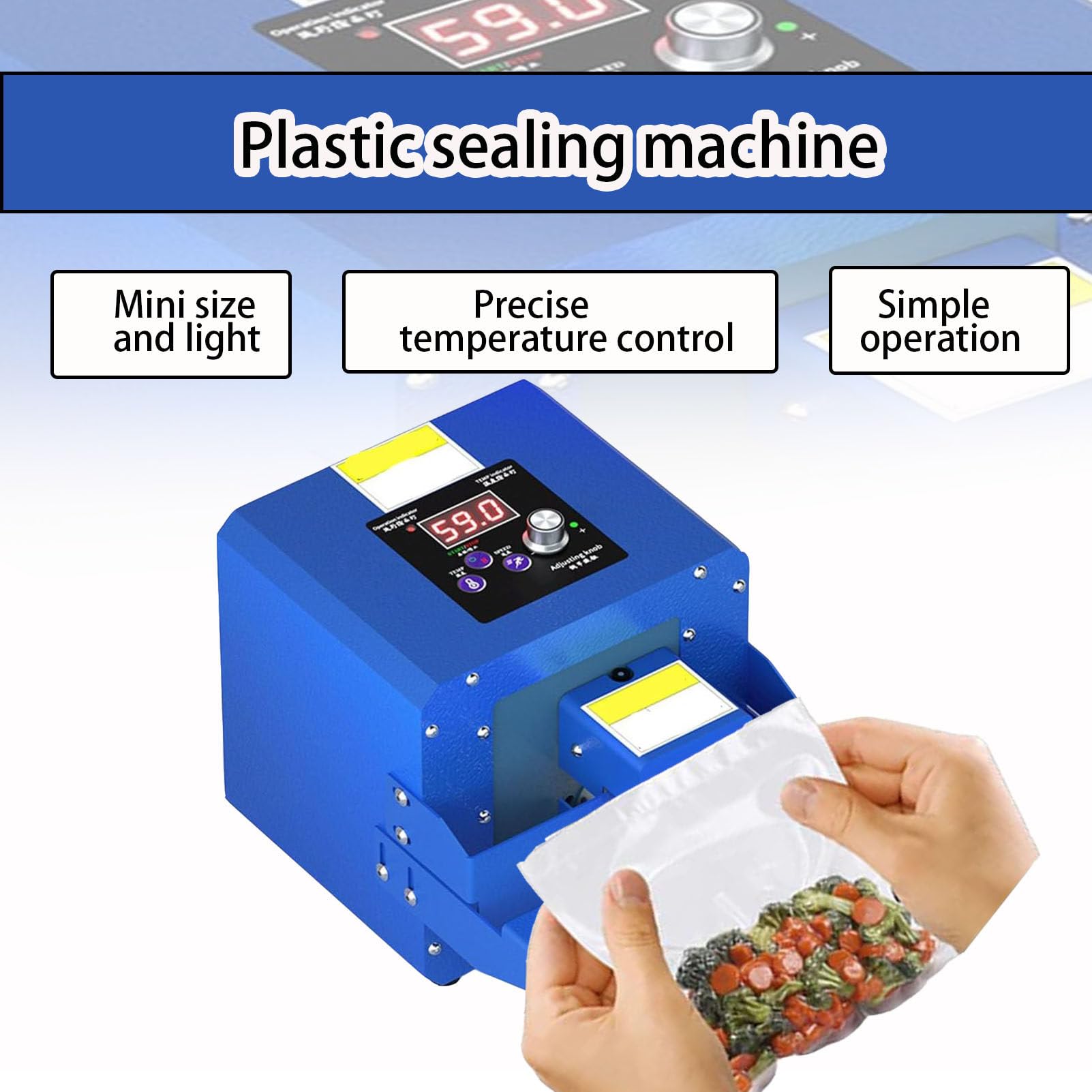 Selladora portátil de Bolsas, selladora térmica automática de Bolsas de plástico, envasadora automática de Alimentos de 5 m/min