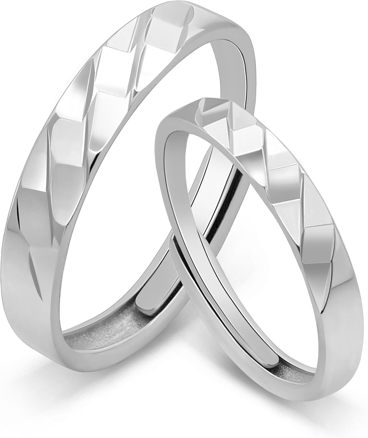 Meissa Couple Rings for Mim and Her Matching Promise Rings 925 Sterling Silver Personalized Engagement Wedding Bands Size Adjustable from 5-14