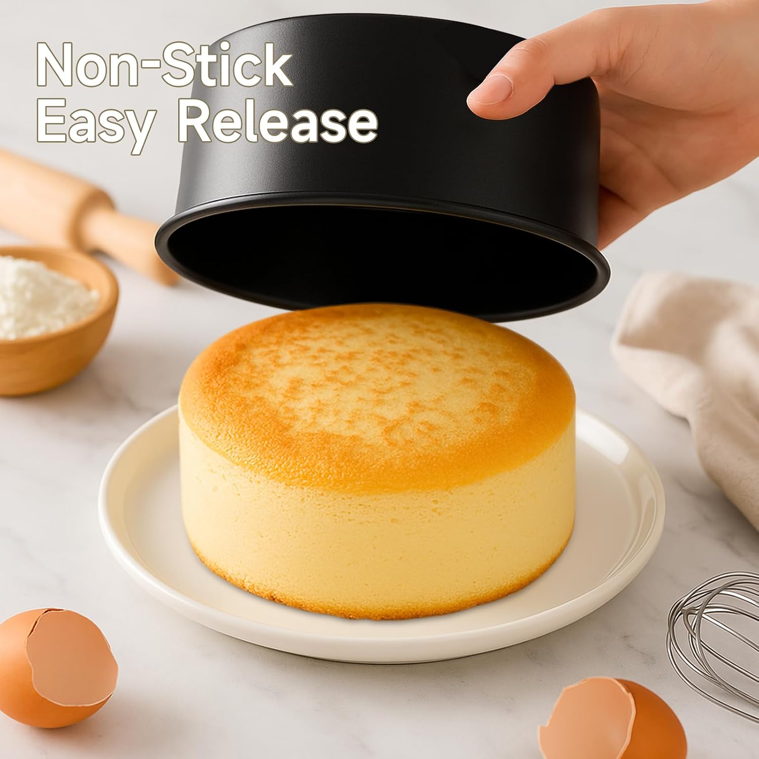 4 Inch Cake Pan, Nonstick, Mini Round Cake Pans, Air Fryer Muffin Pan, Jumbo Muffin Pan, Cake Molds for Baking Smash Cakes, Cheesecake, Cupcakes, 3Pcs