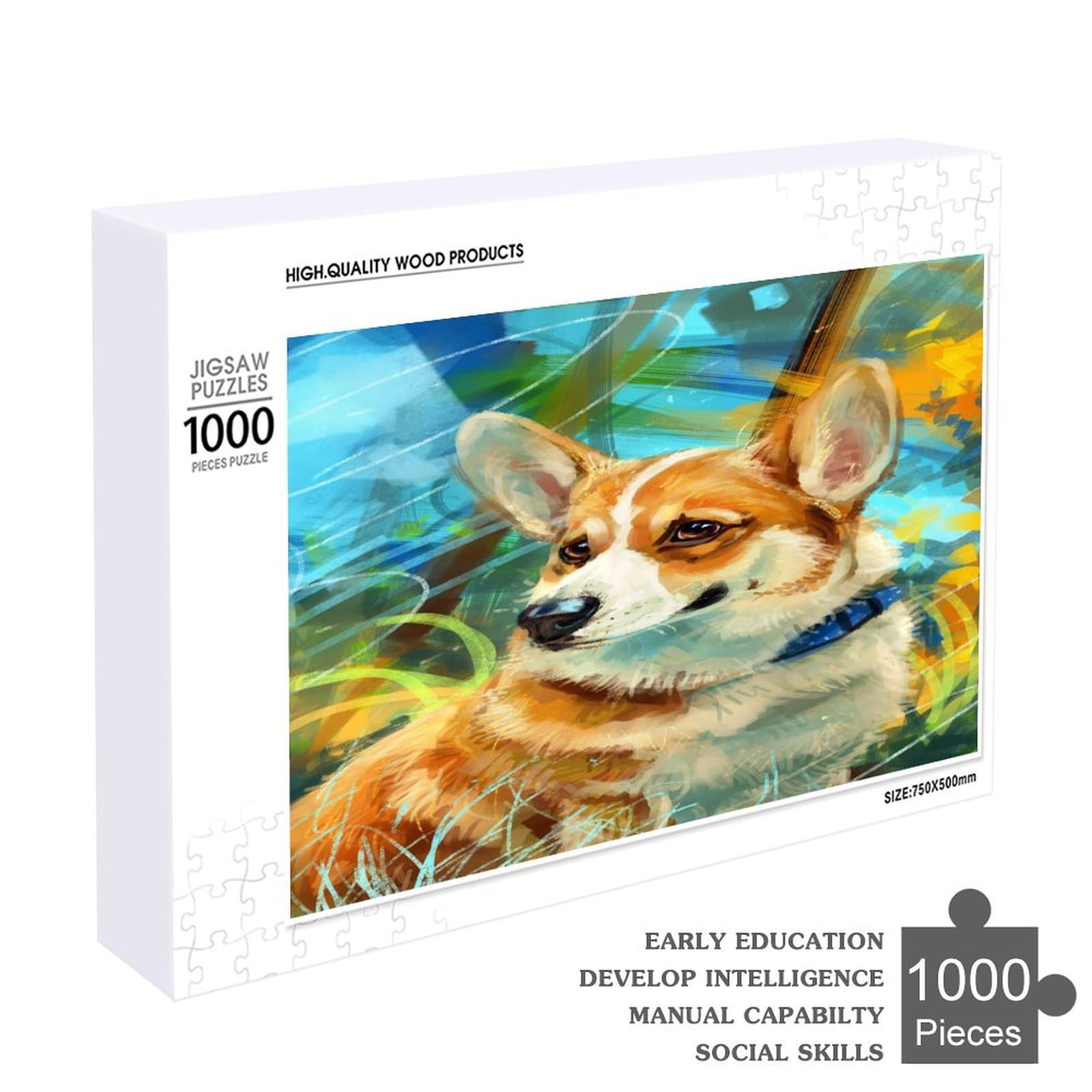 Amazon.co.jp: パズル 1000ピース/500ピース 犬 アート コーギー 木製