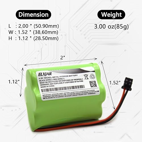 Miniatura 2 de elxjar Paquete de 2 baterías Ni-MH de 4.8 V 1200 mAh para Uniden Bearcat BP-120 BP-150 BP-180 BP-250 BC245XLT SC140 SC150 SC180 SC200 RadioShack