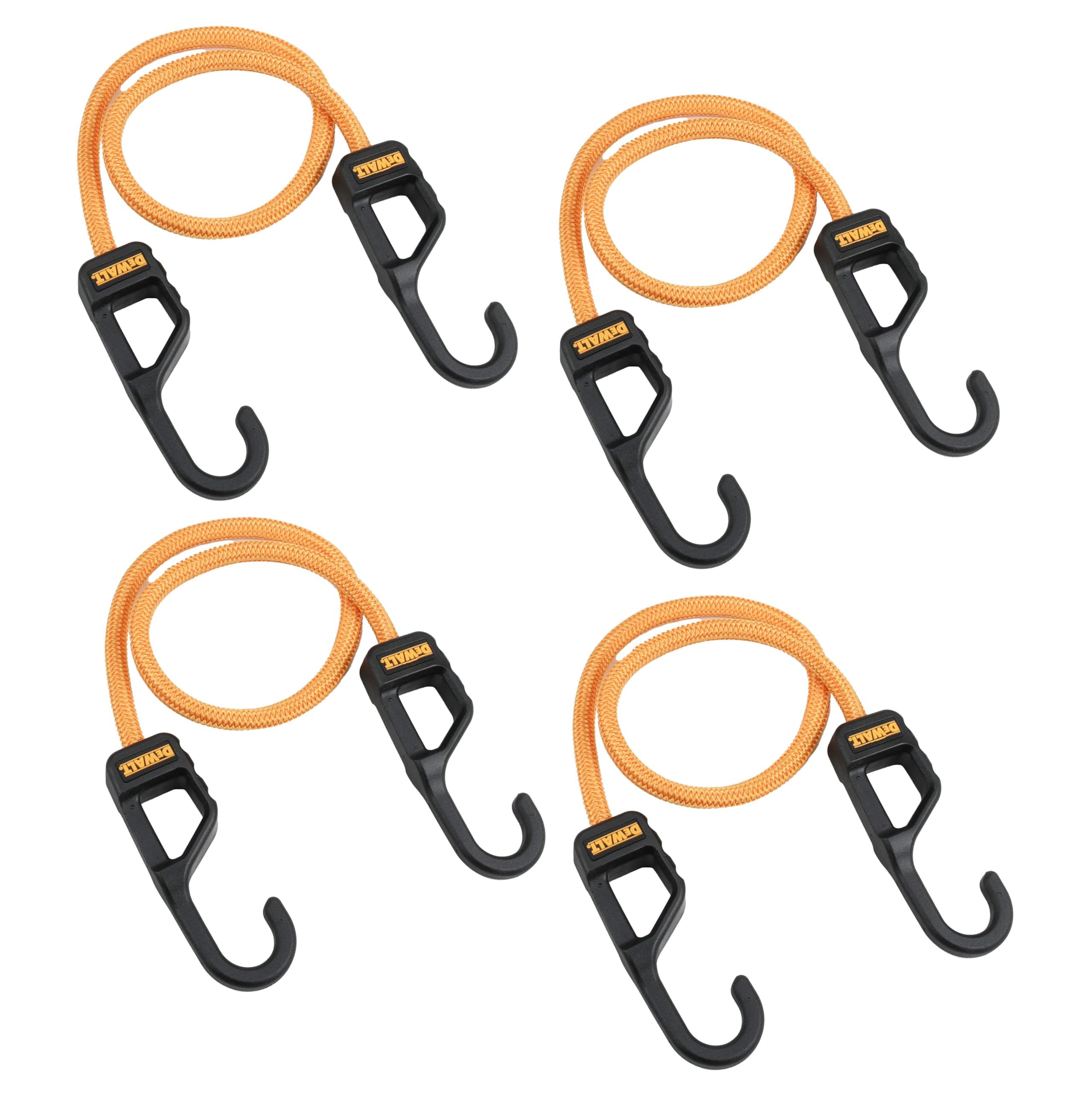 DEWALT DXBC300244 Black/Yellow 24” Premium Heavy-Duty Bungee Cords, 4 Pack