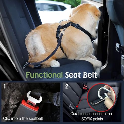 Miniatura 92 de VavoPaw Dog Seat Belt, Safety Vest Dog Car Harness with Adjustable Buckle Dog Seat Belt for Vehicle Nylon Pet Safety Seat Belts Heavy Duty(M, Blue)