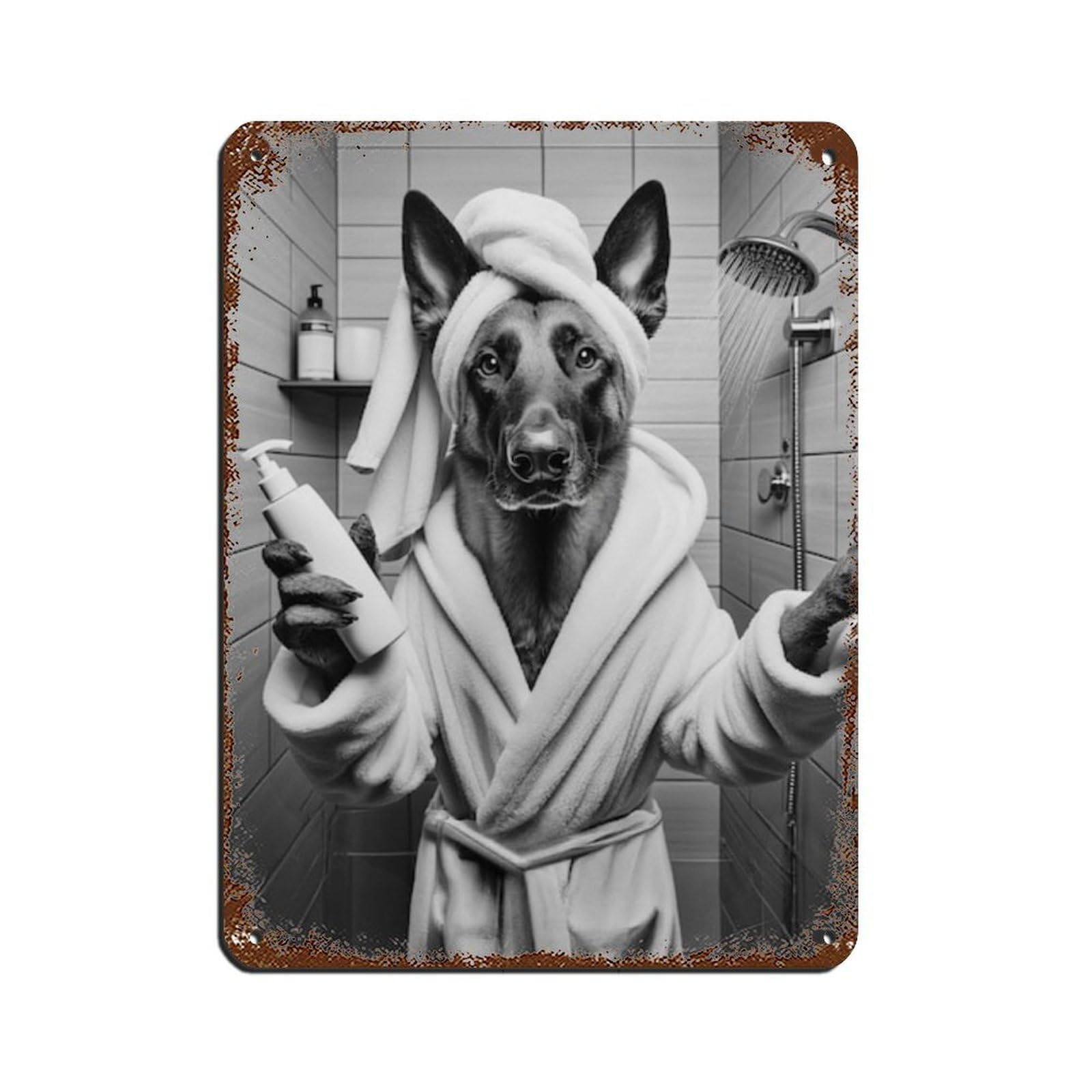 Bedlington Terrier, Funny Bathroom Decor（1） Retro Poster Metal Tin Sign Chic Art Retro Iron Painting Bar People Cave Cafe Family Garage Poster Wall Decoration 12x16inch(30x40cm)