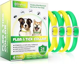 Collare per cani 4 pezzi, dog flea collar, regolabile e impermeabile, sicuro e naturale, lunghezza 60 cm, protezione 24 mesi, per tutti i cani