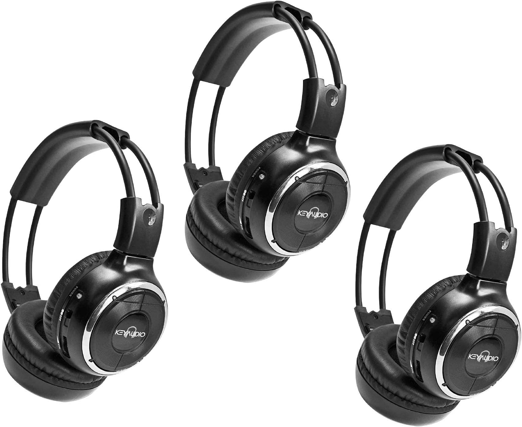 RP Accessories IR-2008B Infrared Wireless Headphones, 2-Channel Folding Universal Rear Entertainment System IR Headphone for Car TV and DVD Player Audio, Set of 3