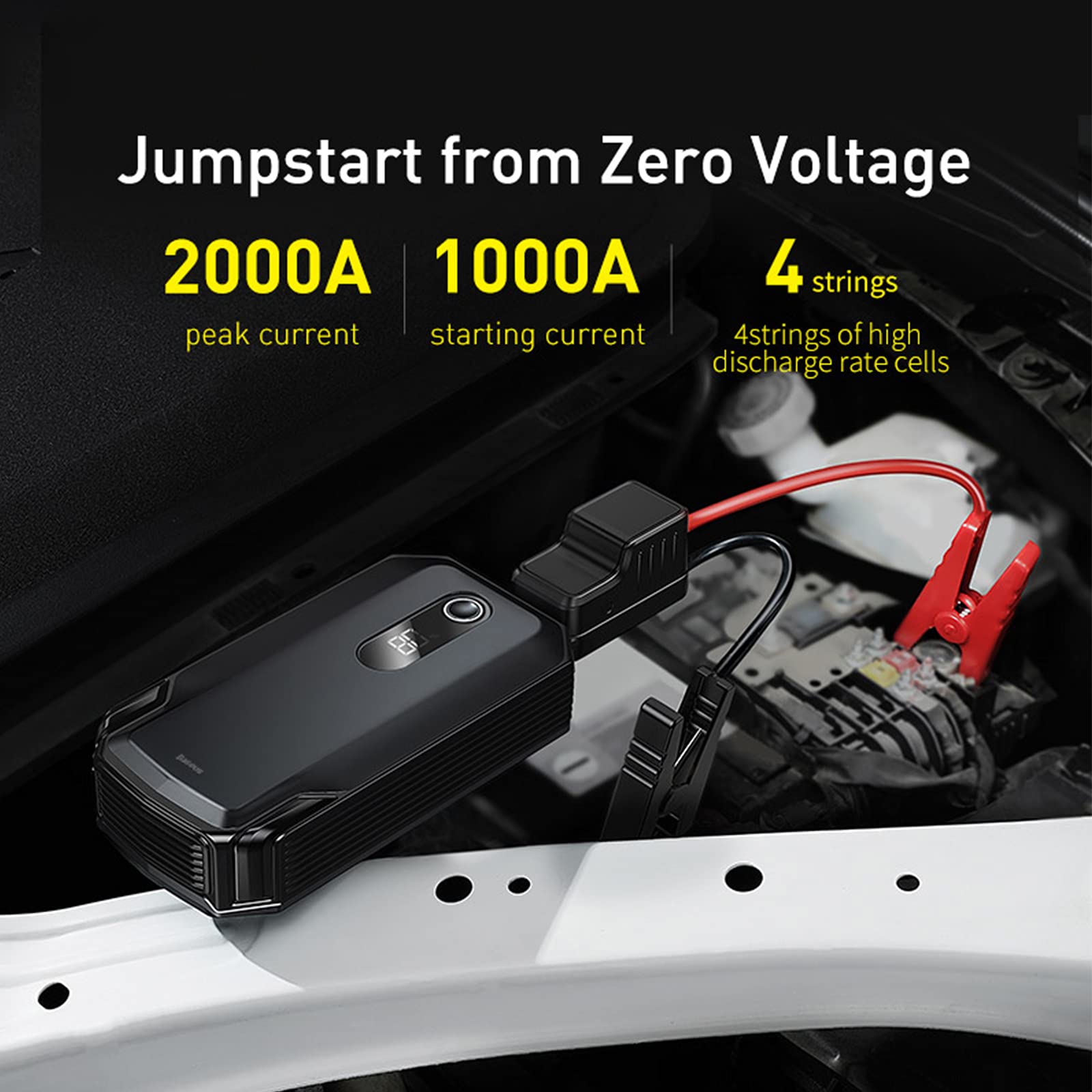 Cargador de Batería Portátil 20000mAh Car Jump Starter Power Bank 2000A 12V Auto Emergency Booster Que Comienza con Pantalla Digital Inteligente