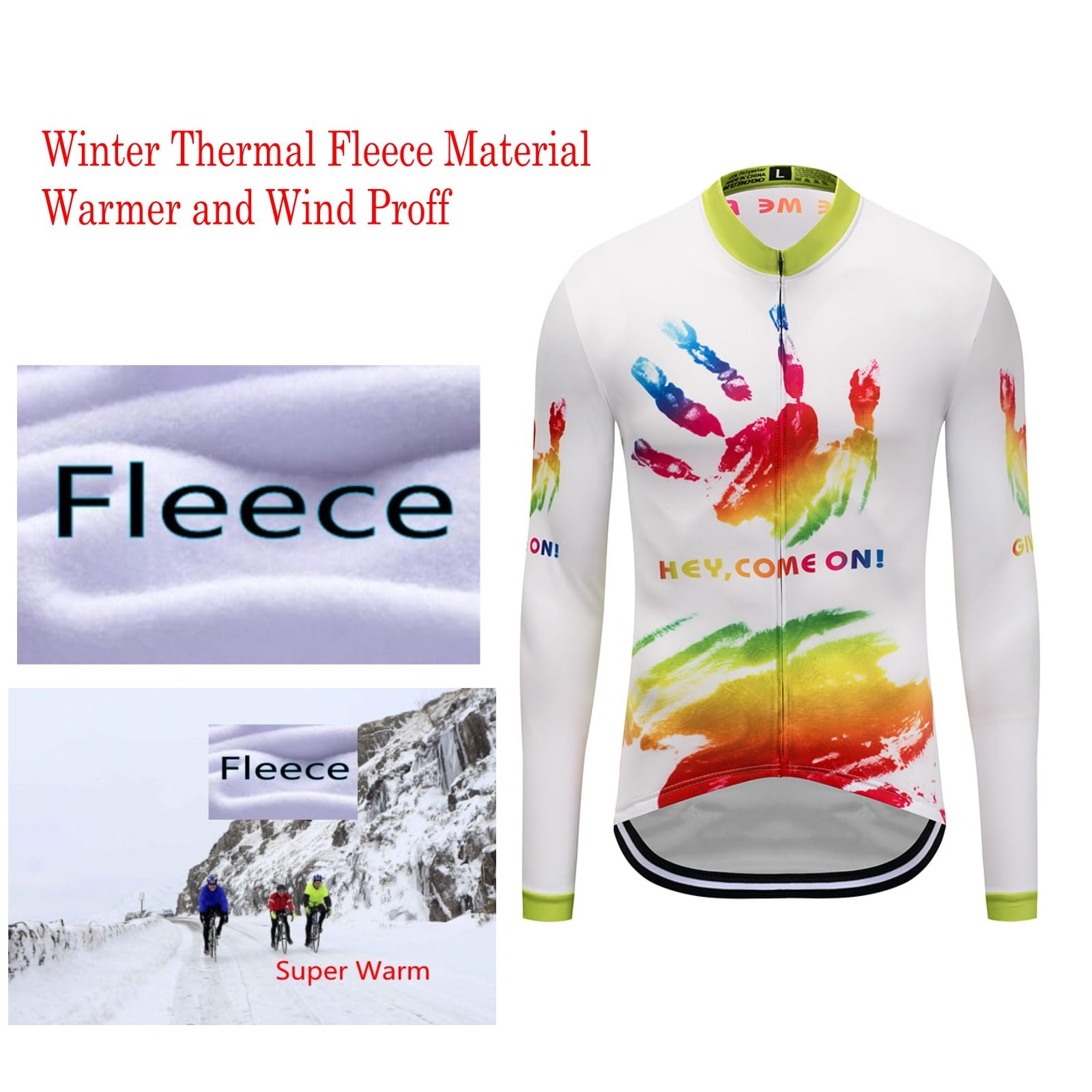 2024 Winter Thermal Fleece Warmer Pro Team UAE ITALIA TOUR Championship Long Sleeve Cycling Jersey For Men,Quick-Dry Road Bike Jacket Bicycle Clothing (S)