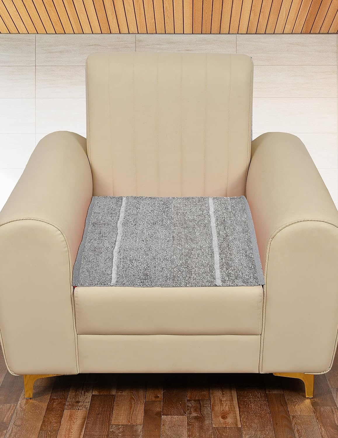 The FIRST HOME DECOR 1 Seater Polyester & Cotton with Fluffy Feather Sofa Cover, Silver Washable Couch Cover | Chair Cover Size - 22x22 Inch. (Silver) 7D (B0CLKFB9J2) Amazon Price History, Amazon Price Tracker