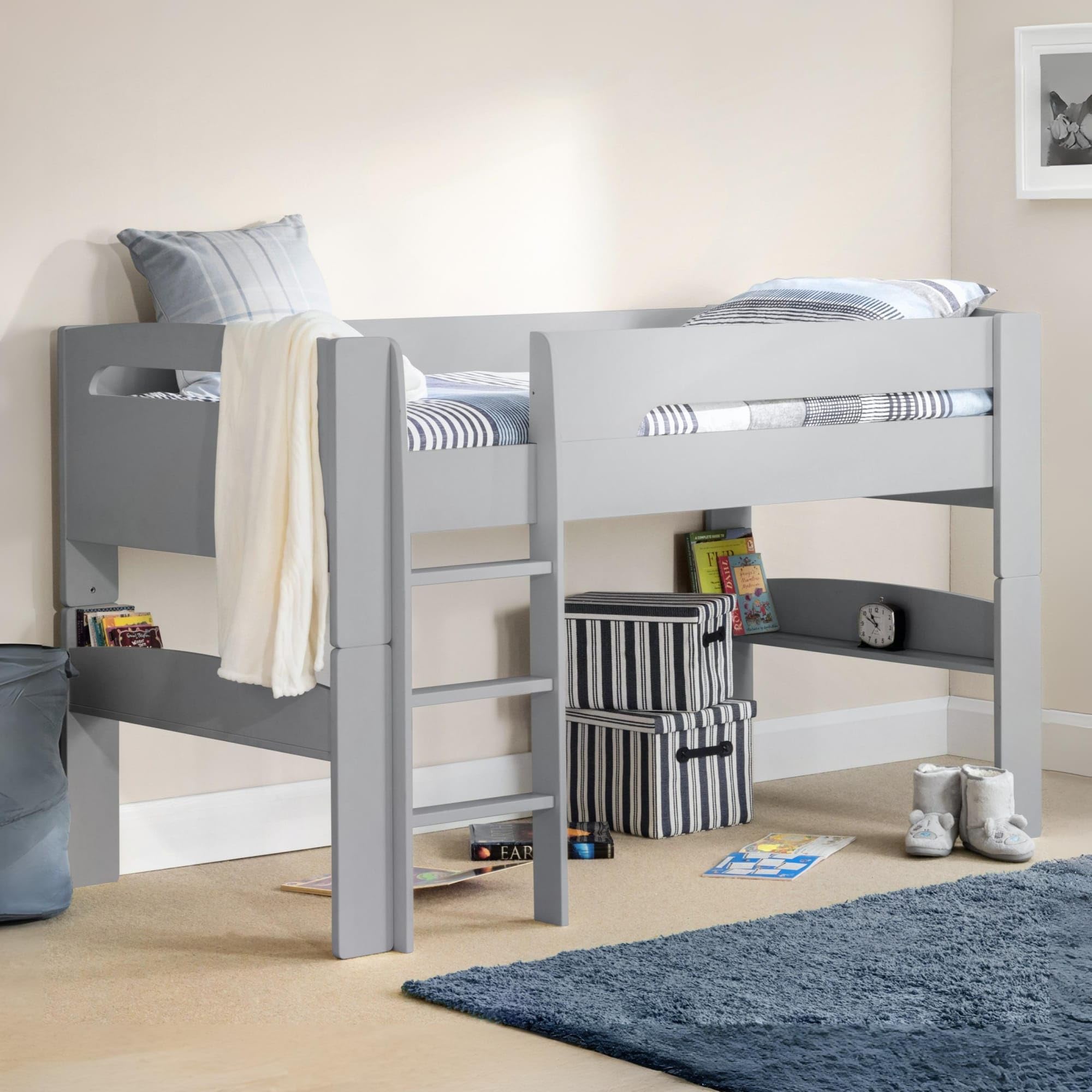 Julian Bowen Pluto Midsleeper Bed, Single, Grey - H121 x W105cm