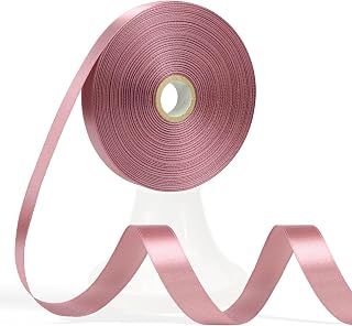 60 Yards Rosy Mauve Ribbon 5/8 Inch, Dusty Rose Satin Ribbon for Gift Wrapping, Crafts, Flower Bouquet, Wedding, Baby Shower, Festival, Christmas, Halloween
