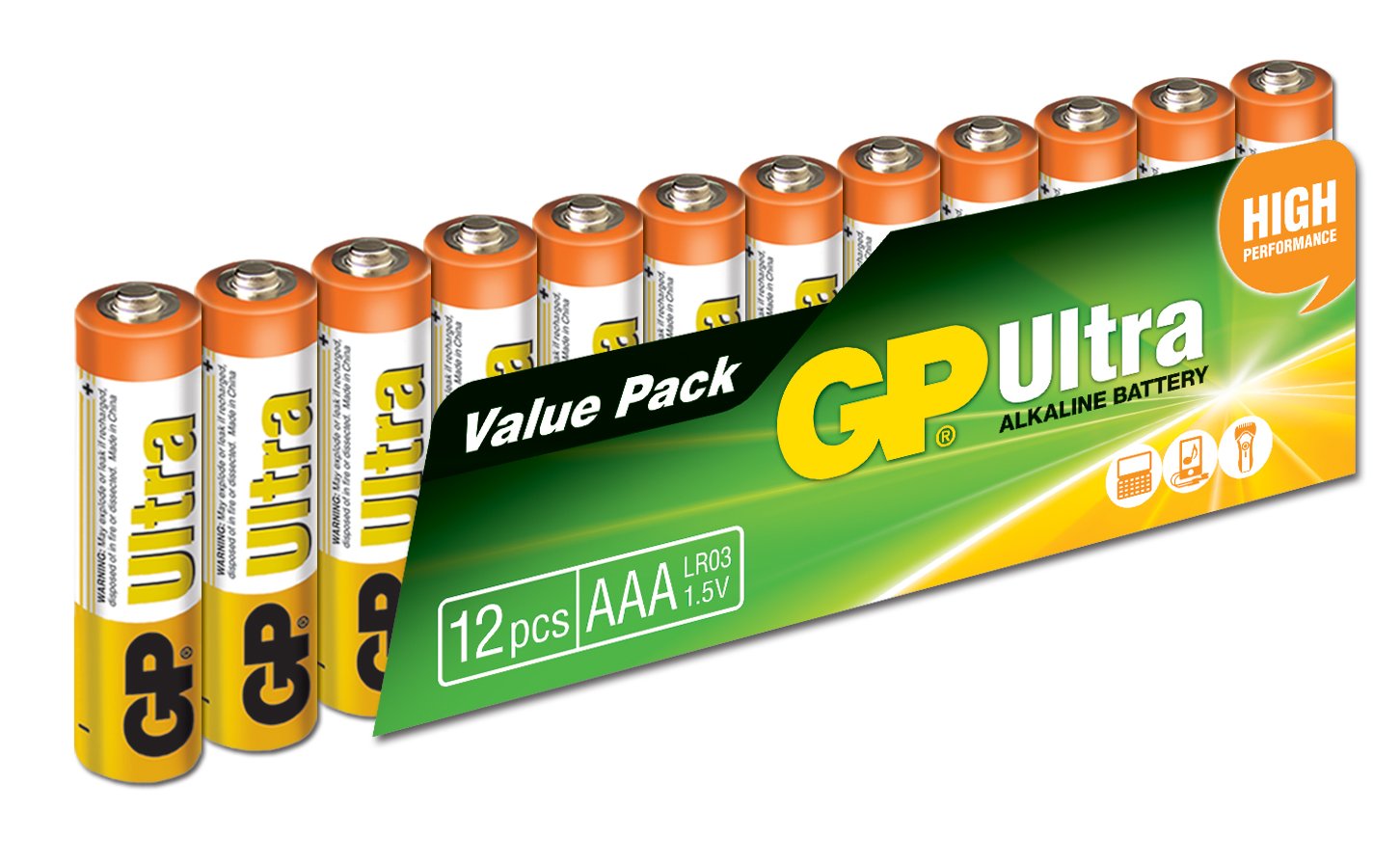 GP Batteries Ultra Alkaline 1,5 V AAA Bateria alkaliczna (1,5 V) Cylindryczna Biały Żółty