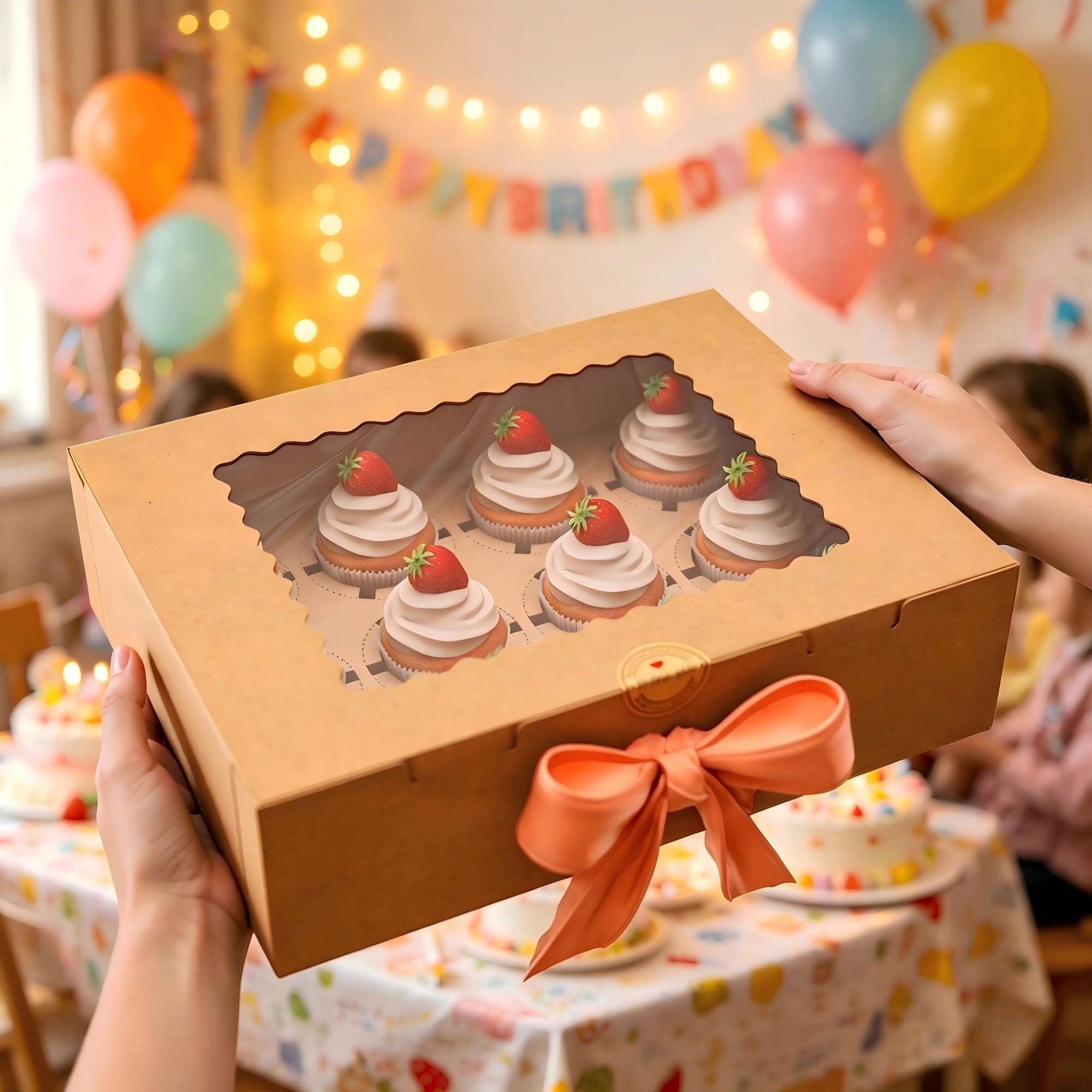 50 piezas de cajas de pasteles resistentes, caja de tarta con ventana transparente para pasteles, magdalenas, caja de transporte de pasteles ideal para regalos de cumpleaños, venta de