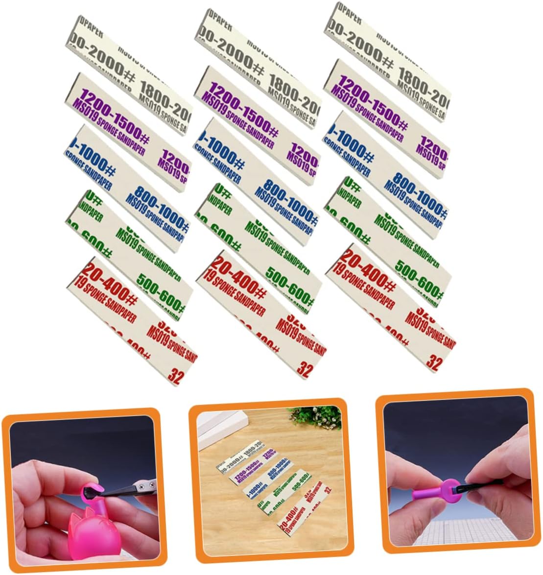 Gatuida 200pcs Grit Sandpaper Sanding Sponge Pads for Woodworking Models Toys Multipurpose Sanding Tool