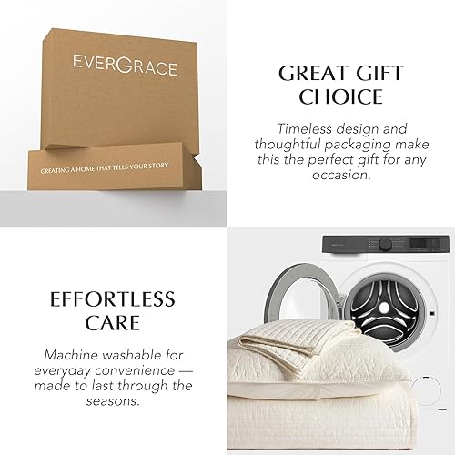 Miniatura 8 de EVERGRACEHOME Juego de edredón de satén de algodón, tamaño King, colcha de algodón prelavado, 3 piezas, ligero y suave, para todas las estaciones,