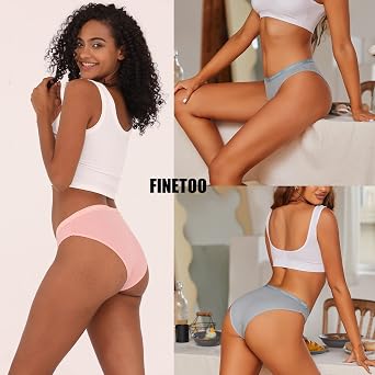 FINETOO Pack of 6 Hipster Women's Cotton Underwear Women Set Cotton Briefs Sports Briefs Sexy Panties Underpants Multipack S-XL