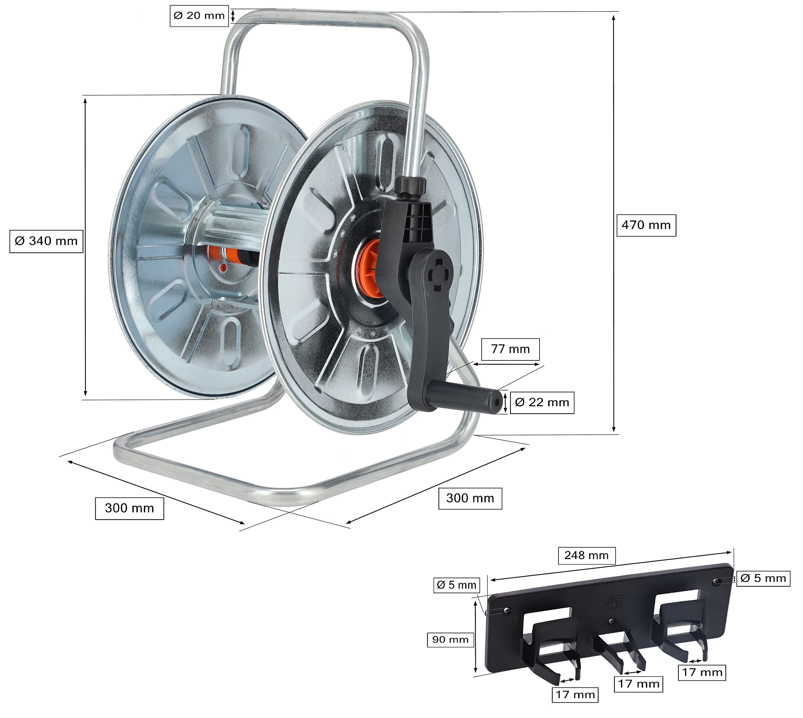 KOTARBAU® Schlauchtrommel mit Wandbefestigung 1/2'-50m Verzinkt Schlauchaufroller EIN Unverzichtbares Gerät für jeden Haushalt