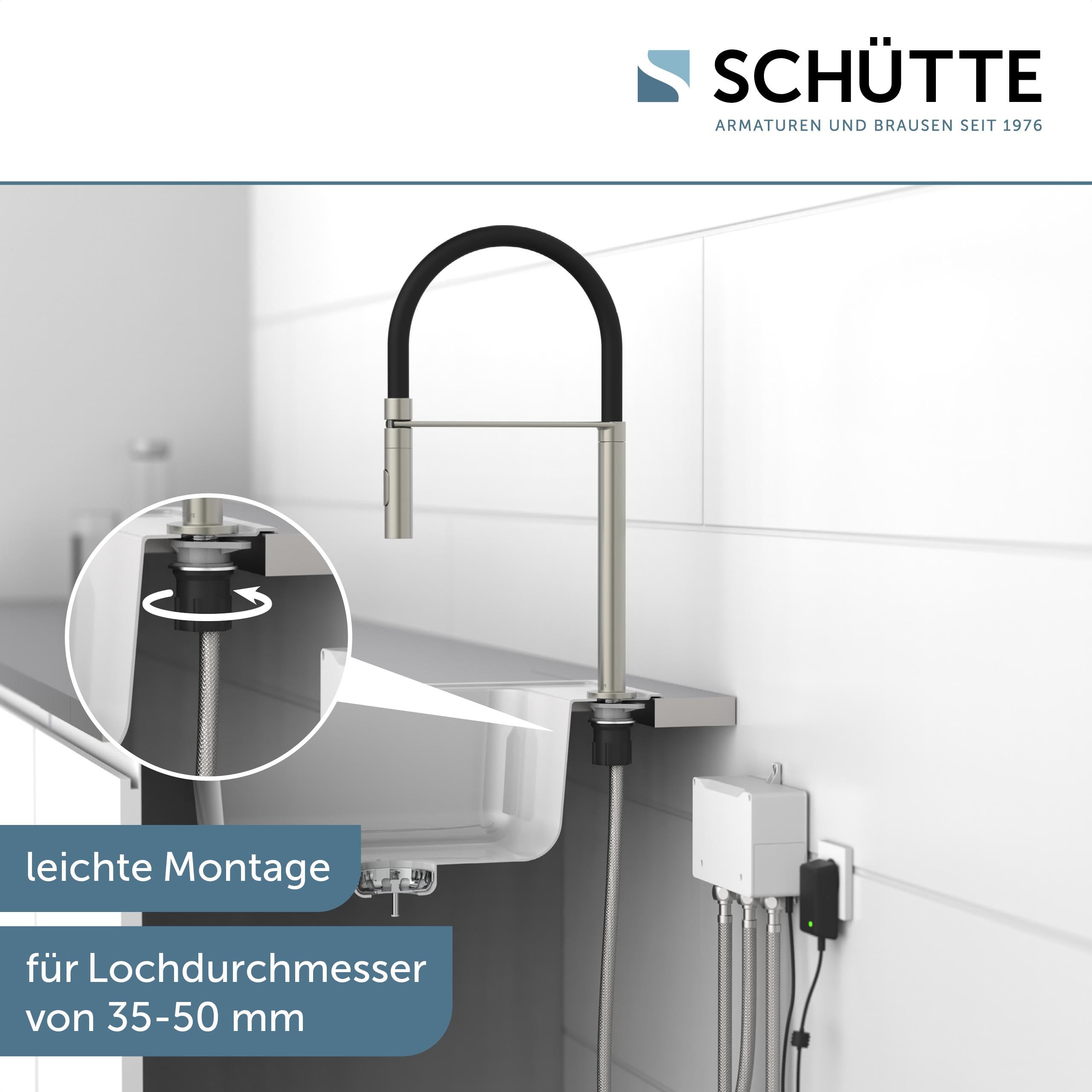 SCHÜTTE Aquadot, rubinetto digitale per lavello con controllo intelligente, rubinetto moderno da cucina con tubo soft touch, effetto acciaio inox/nero