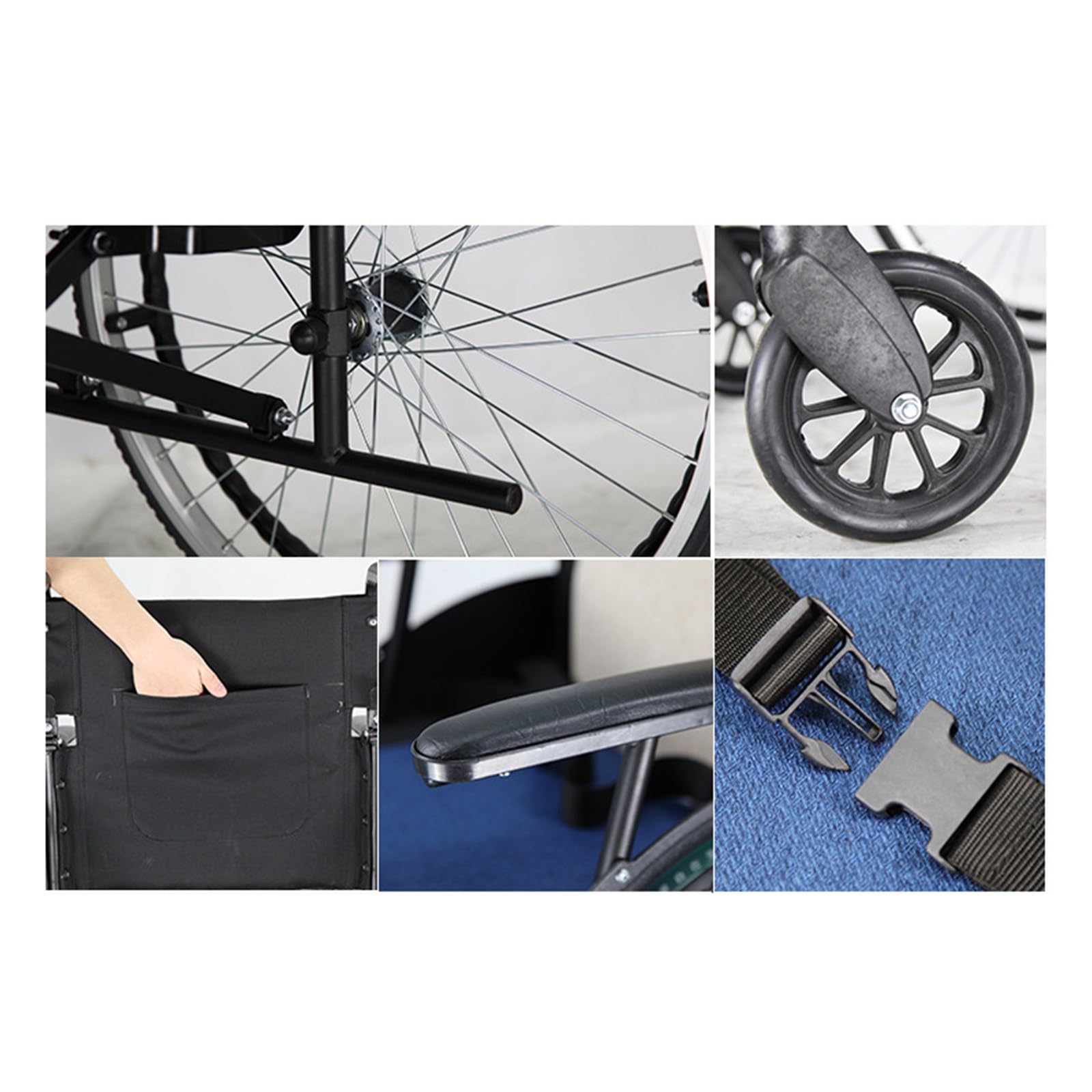 Sillas De Ruedas Autopropulsadas,Aluminio Ligero Plegable,Trolley para Silla De Ruedas para Ancianos De Viaje Pequeño con Frenos De Asistente para Cinturón De Seguridad A