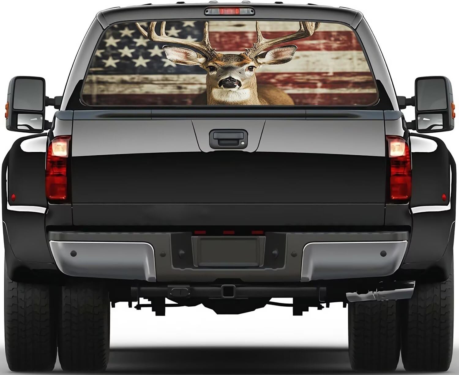 Cross Eagle Flag Rear Window Decal – Patriotic American Vinyl Sticker for Trucks, SUV, Back Window (66" x 20") Vintage Forest Design, Easy Apply, Weather Resistant