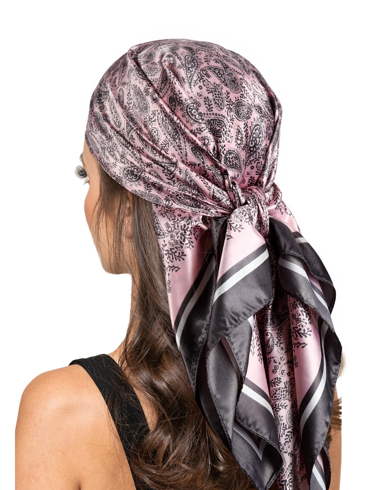 CodreamFashion Satin Square Head Scarf: 35 inch Lightweight Silk Like Neck Scarfs - Luxury Hair Bandana Neckerchief for Ladies Women