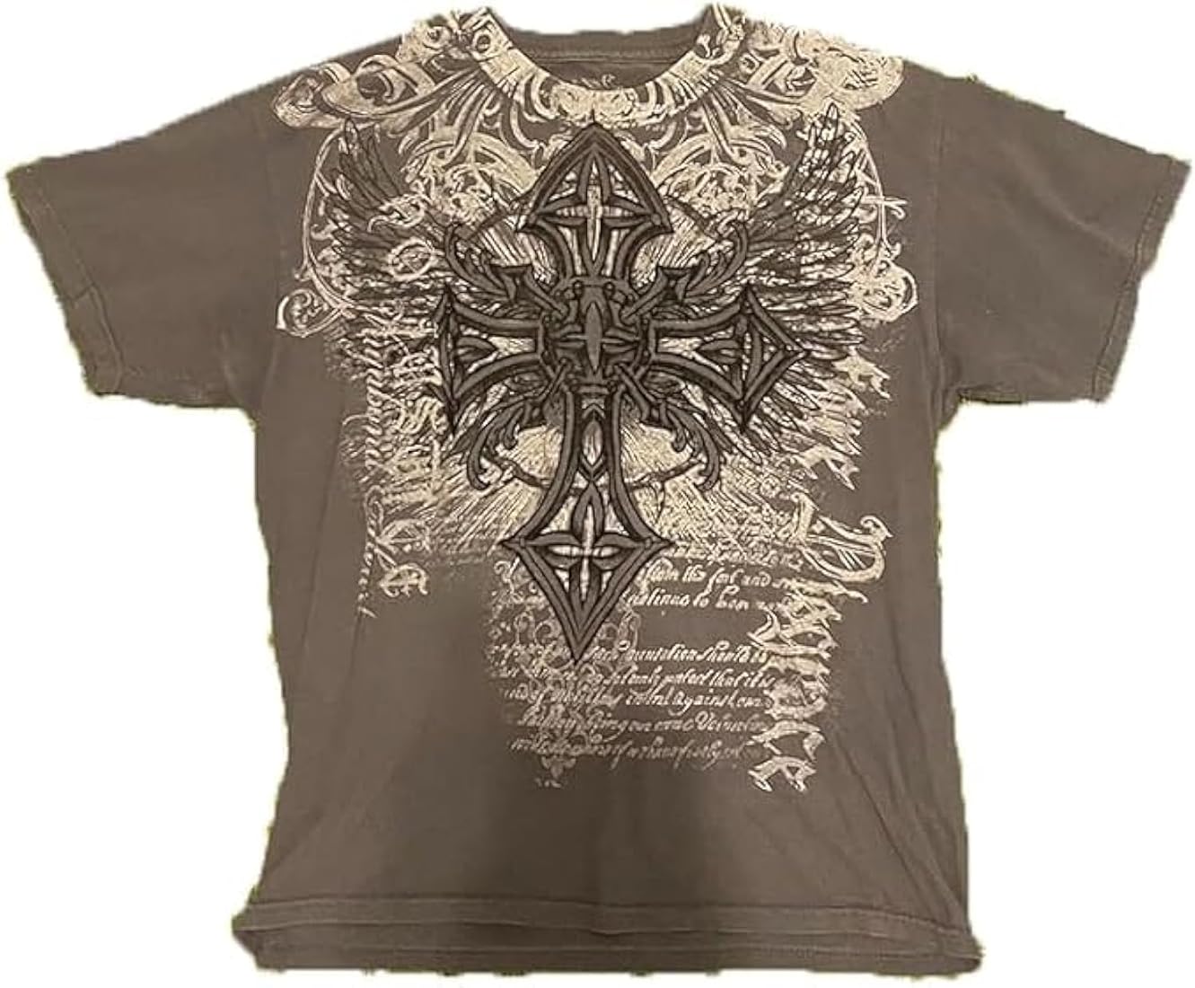 Buy Men's Y2K Vintage T-Shirt Gothic Cross Graphic Print T-Shirt