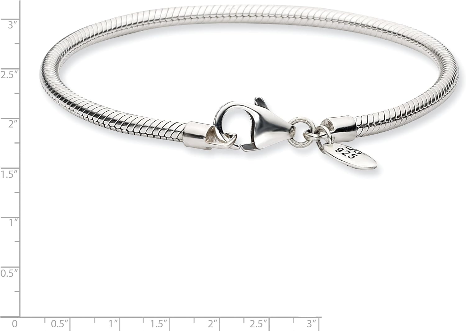 Sterling Silver 7" Snake Chain European Story Charms Friendship Bracelet for Pandora Troll Biagi Cha