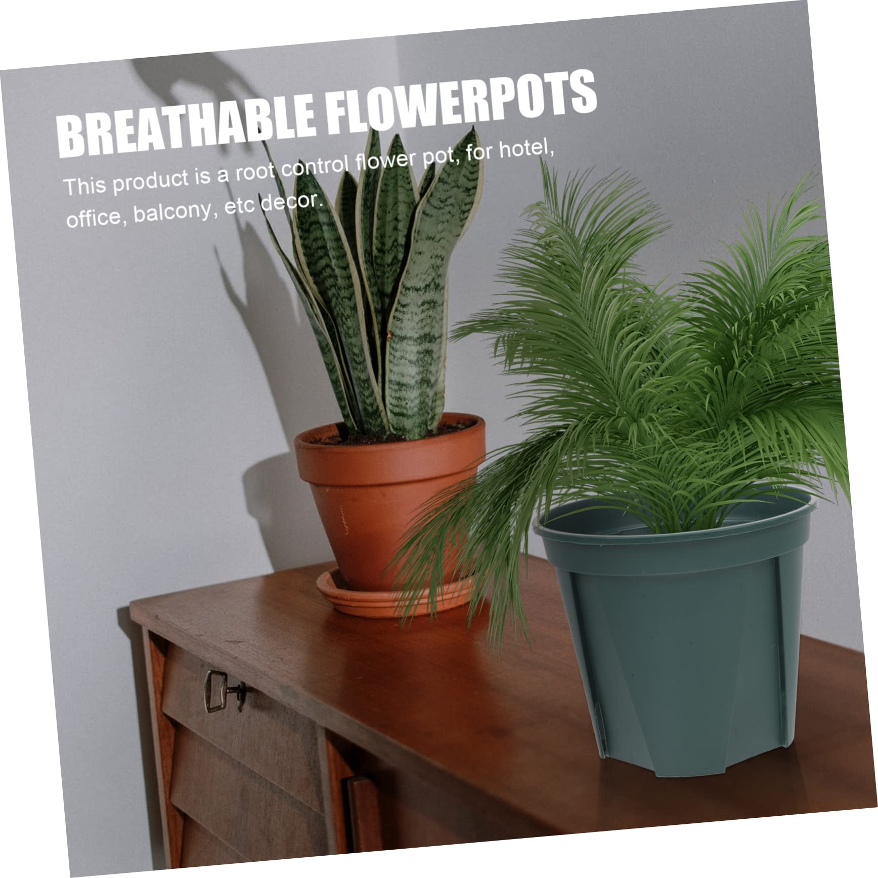 5 Pièces Lot de Pots de Fleurs Plastique Rond des Racines Respirant pour Plantes Vertes Intérieur Extérieur Jardin