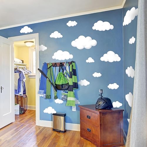 Miniatura 6 de Calcomanías de pared de nubes de acuarela calcomanías de pared de nube boho para decoración de habitación de bebés, niños o niñas, calcomanías de
